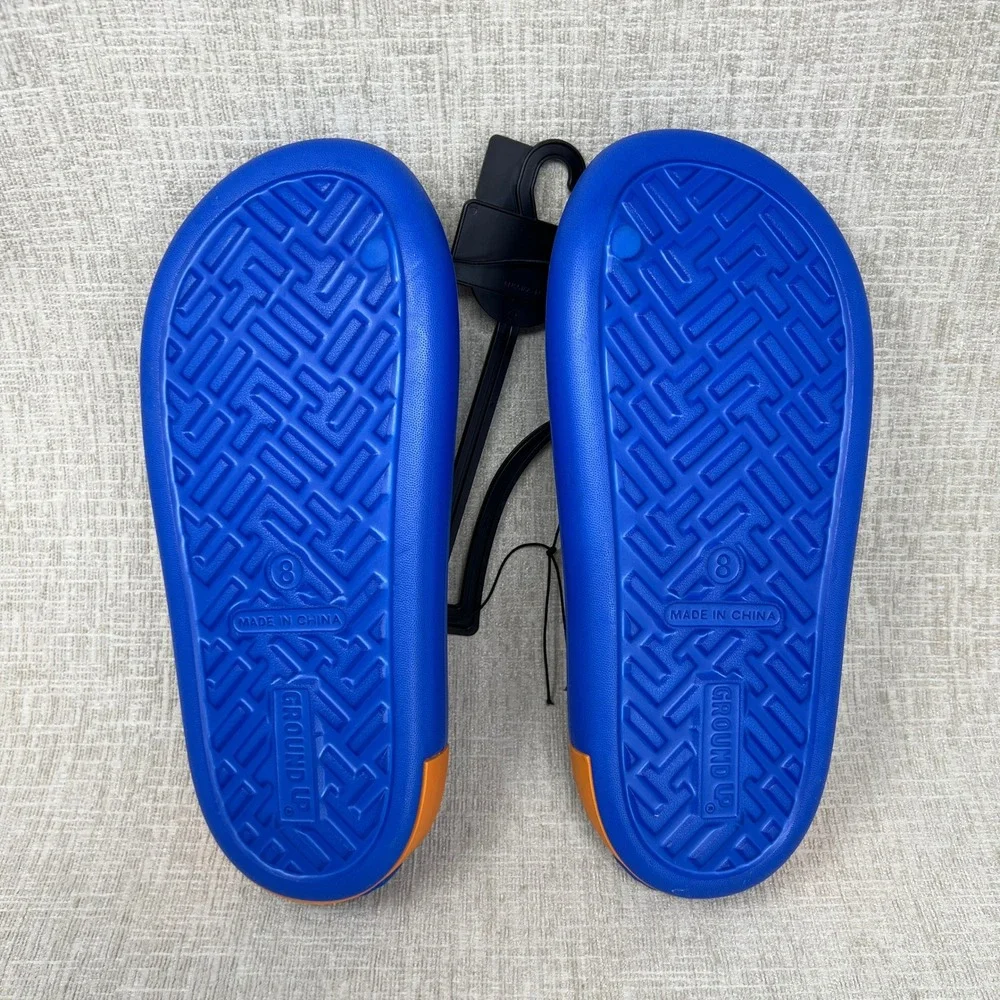 NEW Dragon Ball Super Goku Men's Size 8 Blue Orange Slide Sandals Ground Up